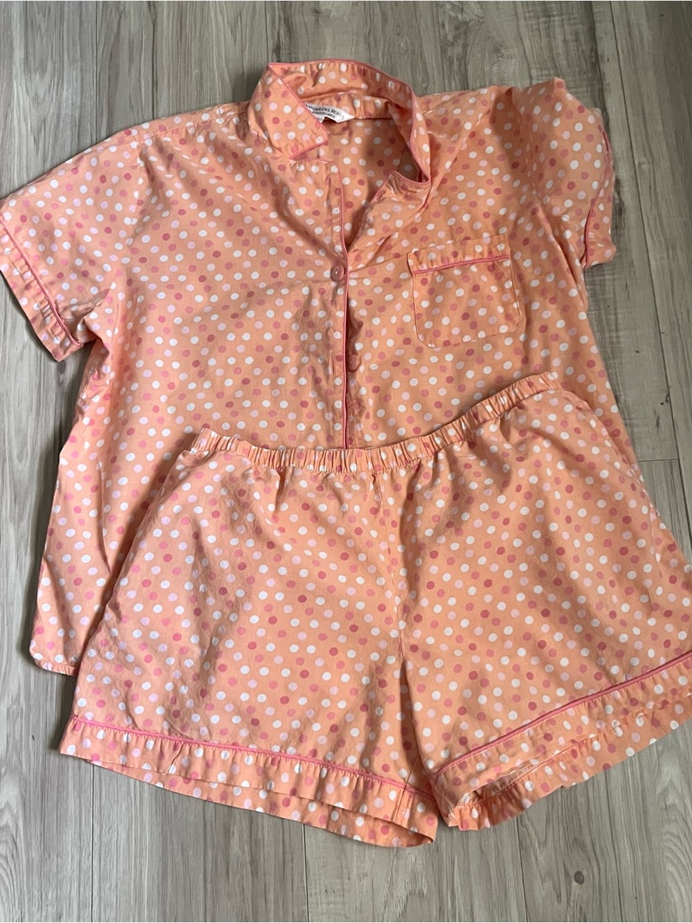 Women's Peach Polka Dot Short Pajama Set